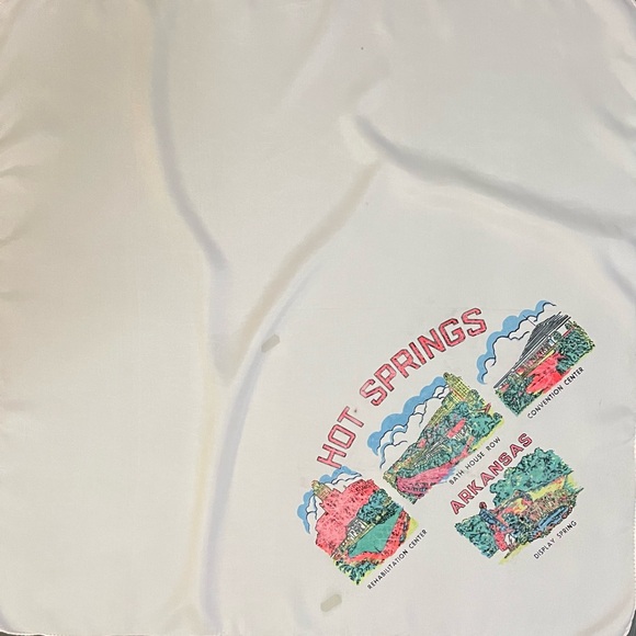 Vintage 60s Hot Springs Arkansas Souvenir Scarf 29 In Fair Condition - Picture 2 of 10